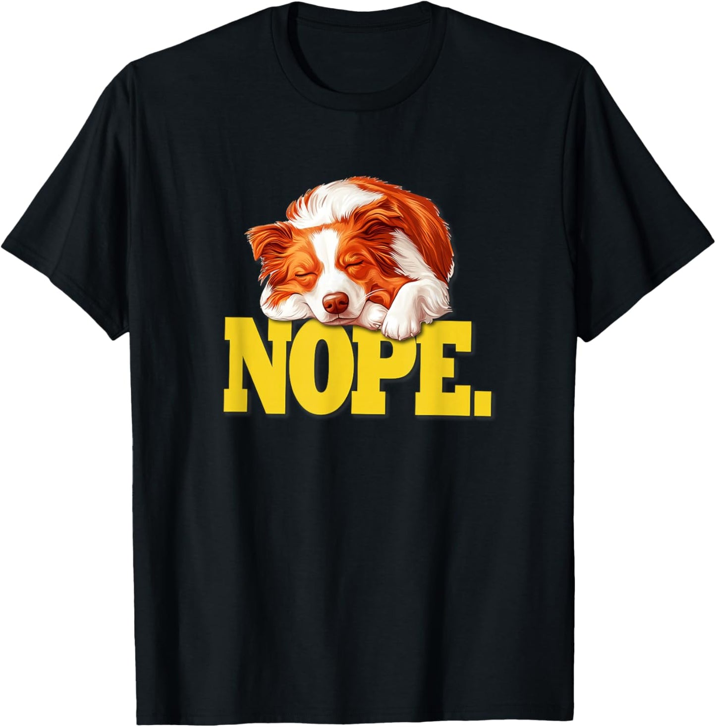 Kids Funny Lazy Sleep Nap NOPE Red Border Collie Lover T-Shirt - T-Shirt | Black
