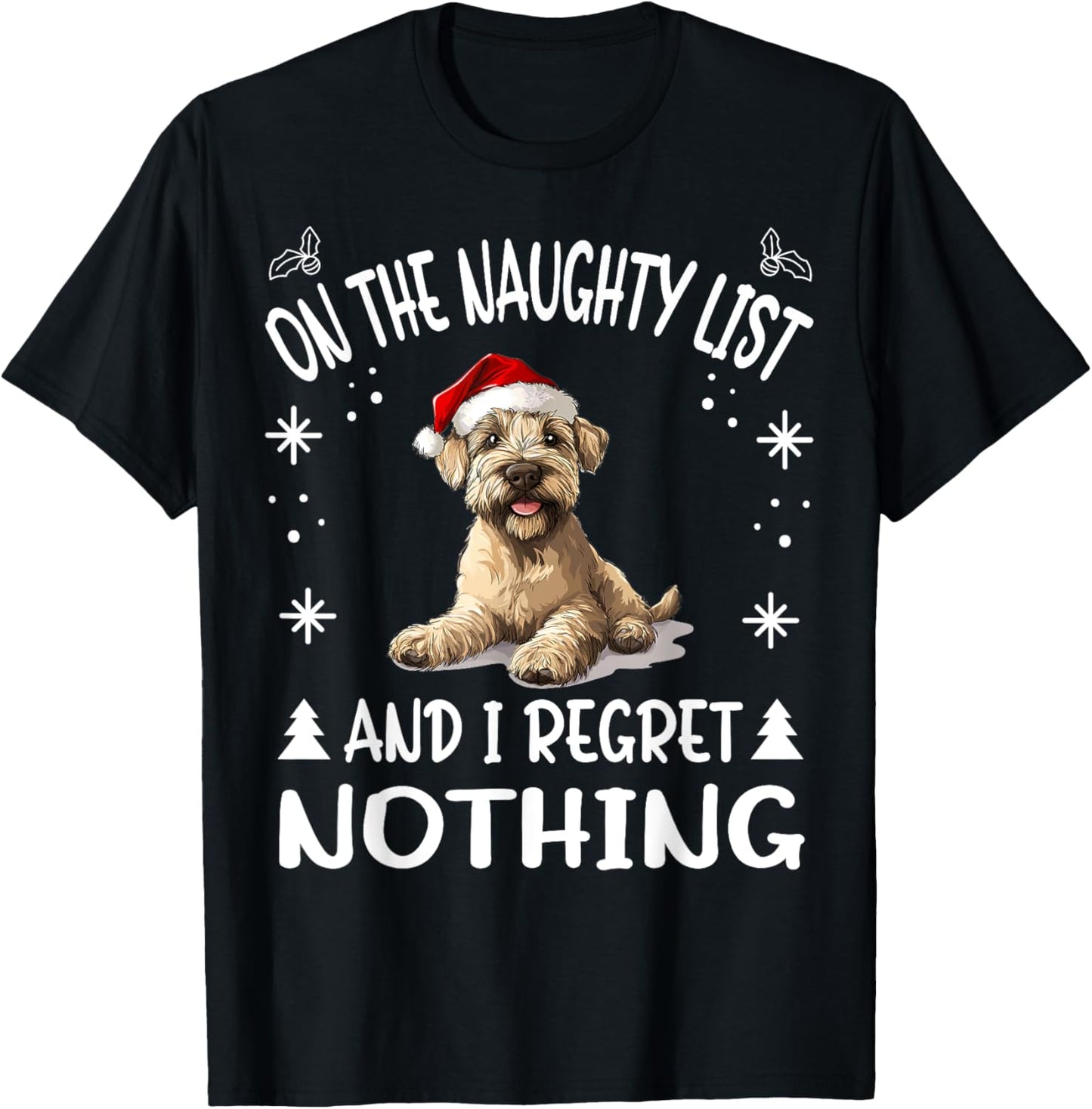 Cute Soft Coated Wheaten Terrier Dog Christmas On The T-Shirt - T-Shirt | Black