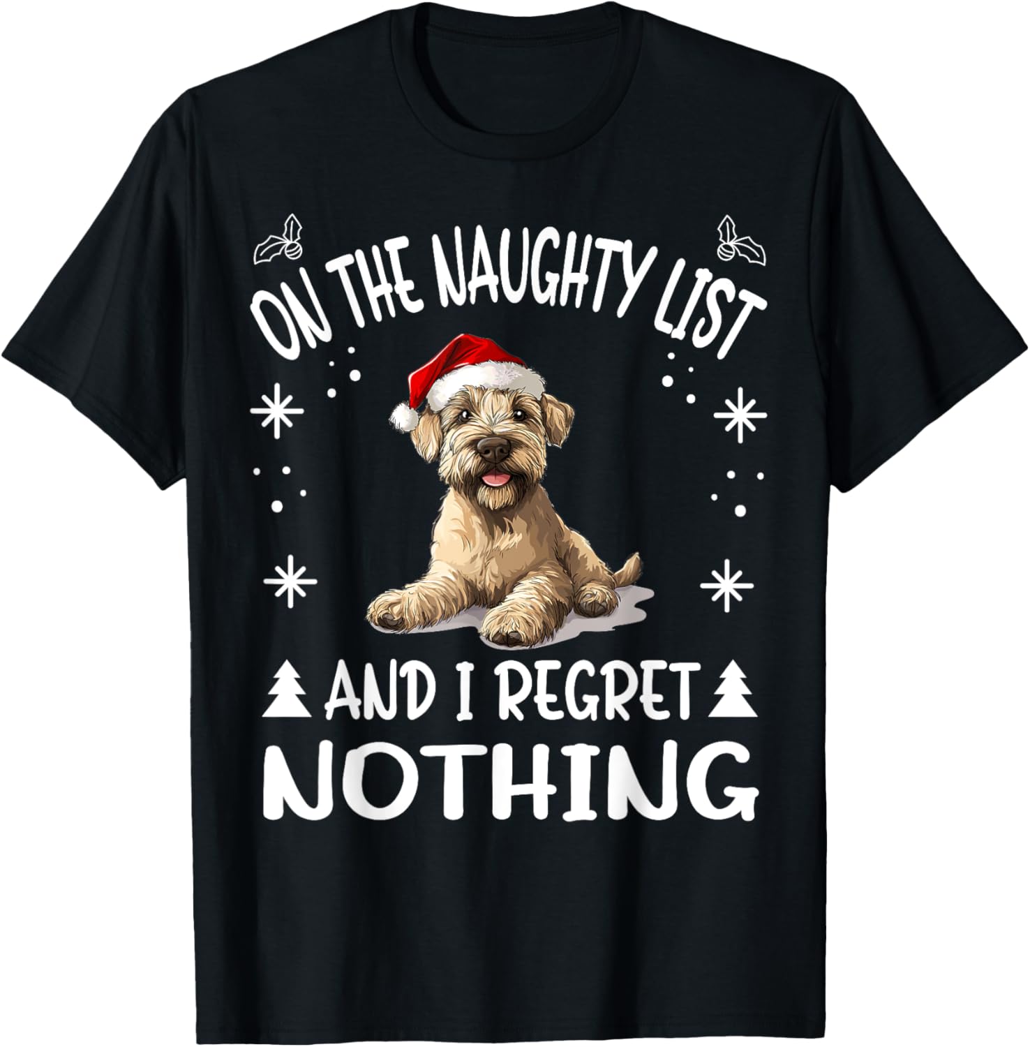 Cute Soft Coated Wheaten Terrier Dog Christmas On The T-Shirt - T-Shirt | Black