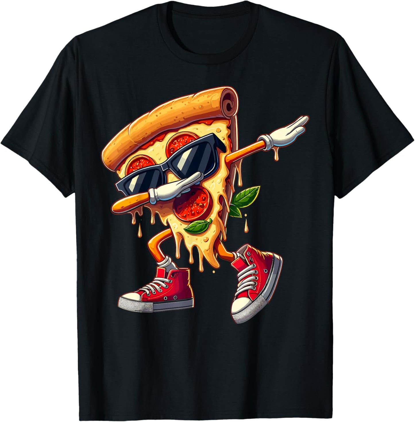 Dabbing Pizza Slice Dance Pizza Lover Boy Dancing Foodie T-Shirt - T-Shirt | Black