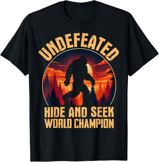 Undefeated Hide And Seek World Champion Bigfoot T-Shirt - T-Shirt | Black