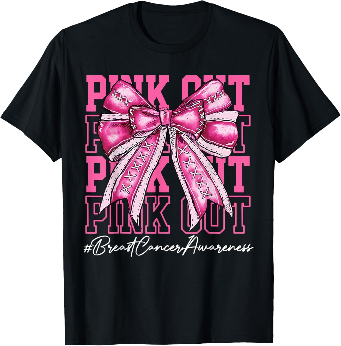 Pink Out Tackle Breast Cancer Awareness American Football T-Shirt - T-Shirt | Black