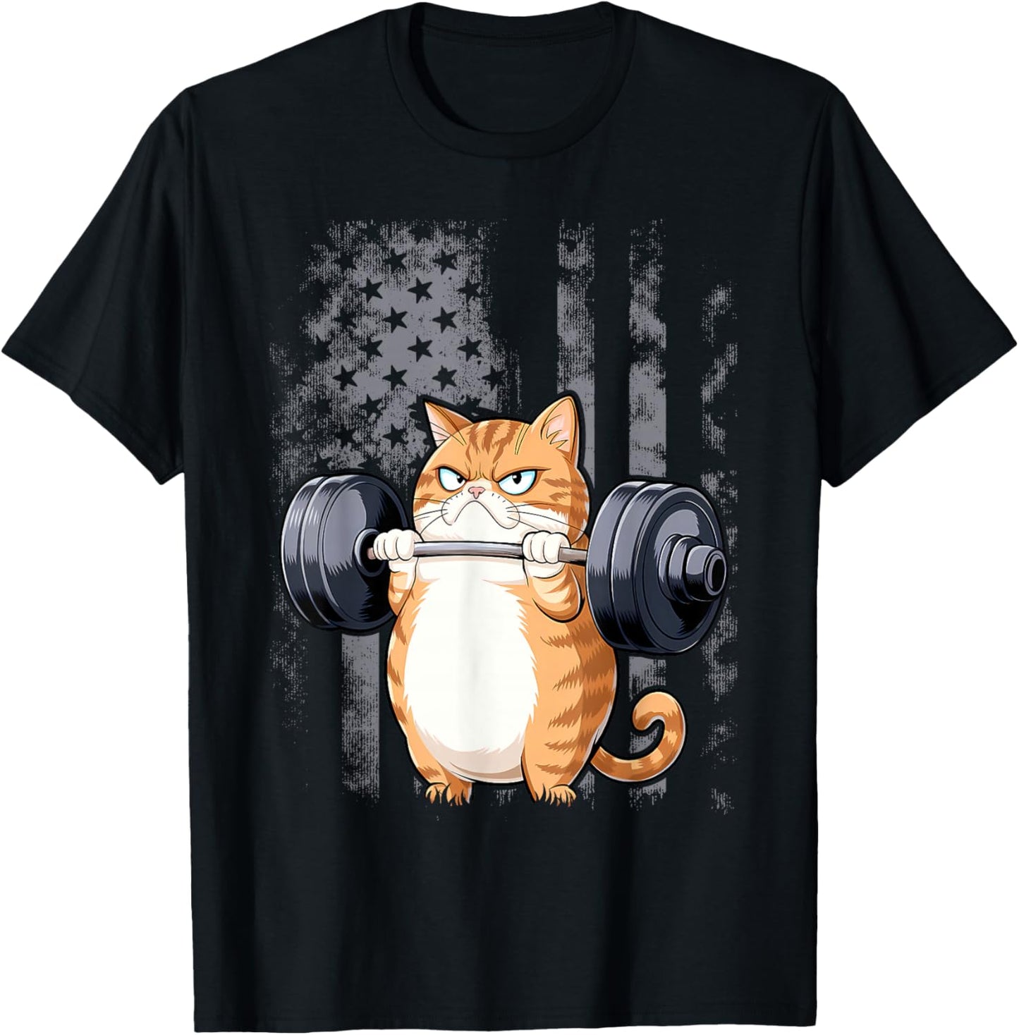 Cat Weightlifting Funny Cat Workout and Fitness T-Shirt - T-Shirt | Black