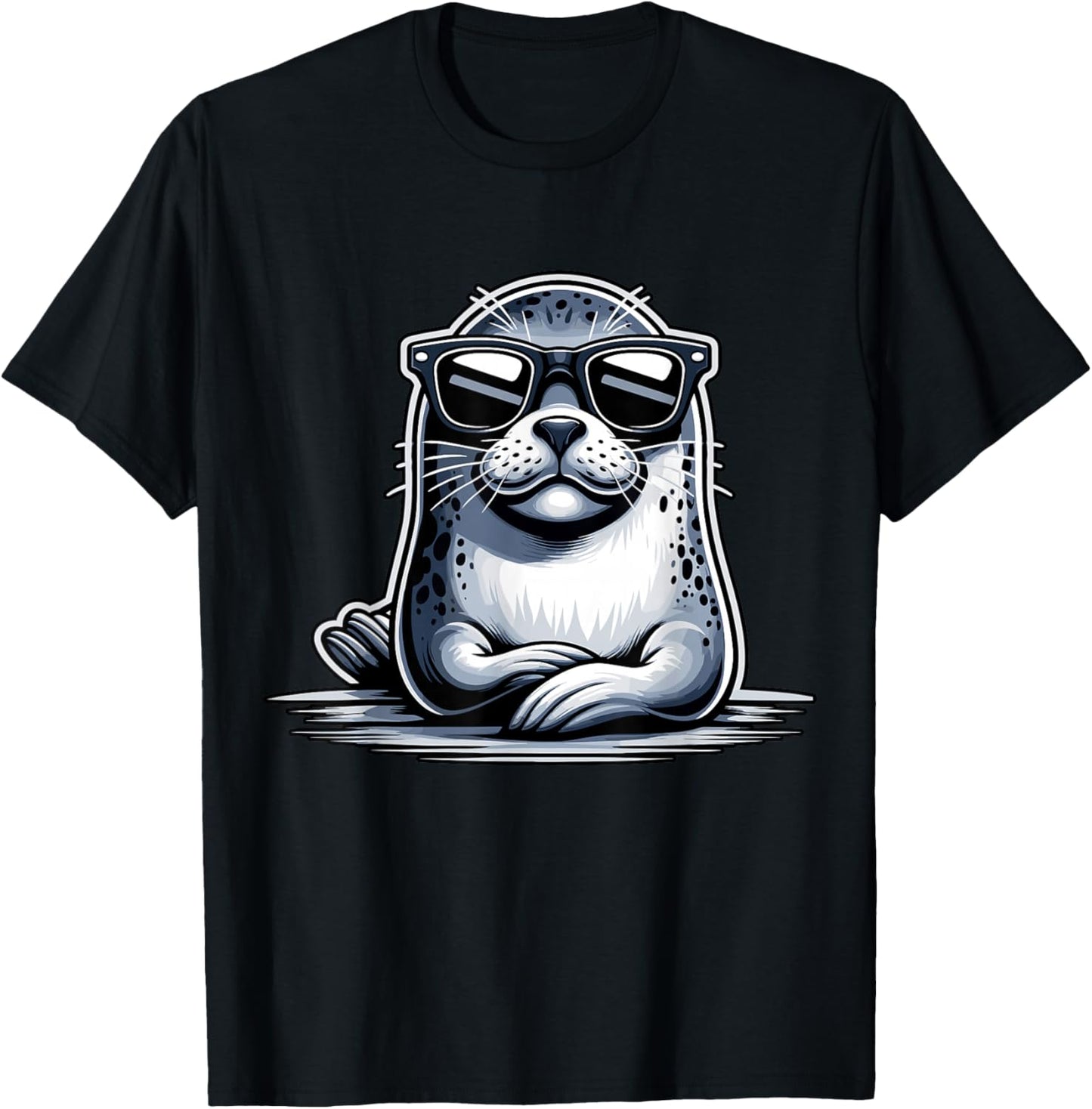 Seal with Sunglasses Sea Lion T-Shirt - T-Shirt | Black