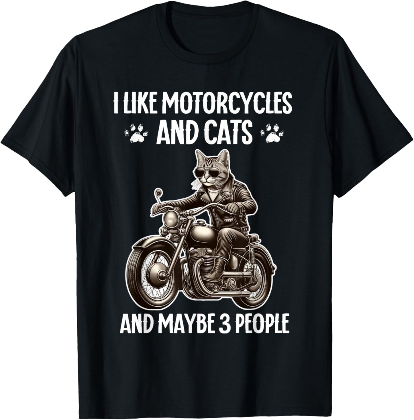 I Like Motorcycles And Cats And Maybe 3People Cat and Bike Women Kids T-Shirt - T-Shirt | Black