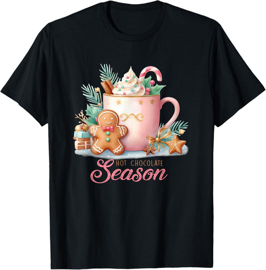 Cute Hot Chocolate Season T-Shirt - T-Shirt | Black
