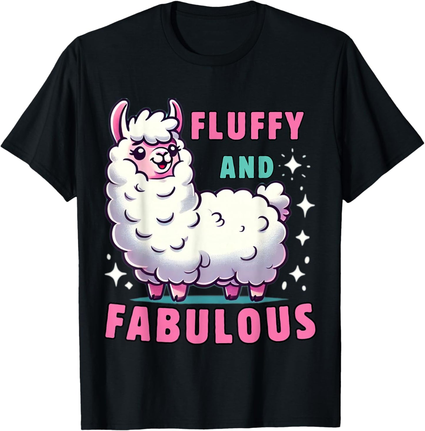 Fluffy and Fabulous Cute Llama for Animal Lovers T-Shirt - T-Shirt | Black