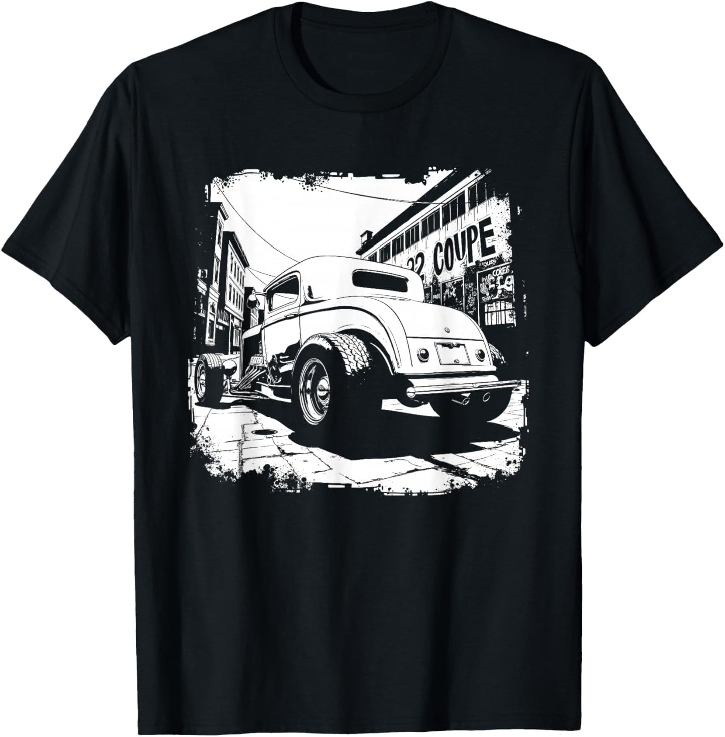 32 Deuce Coupe Silhouette 3 Window Deuce Coupe Hot Rod T-Shirt - T-Shirt | Black