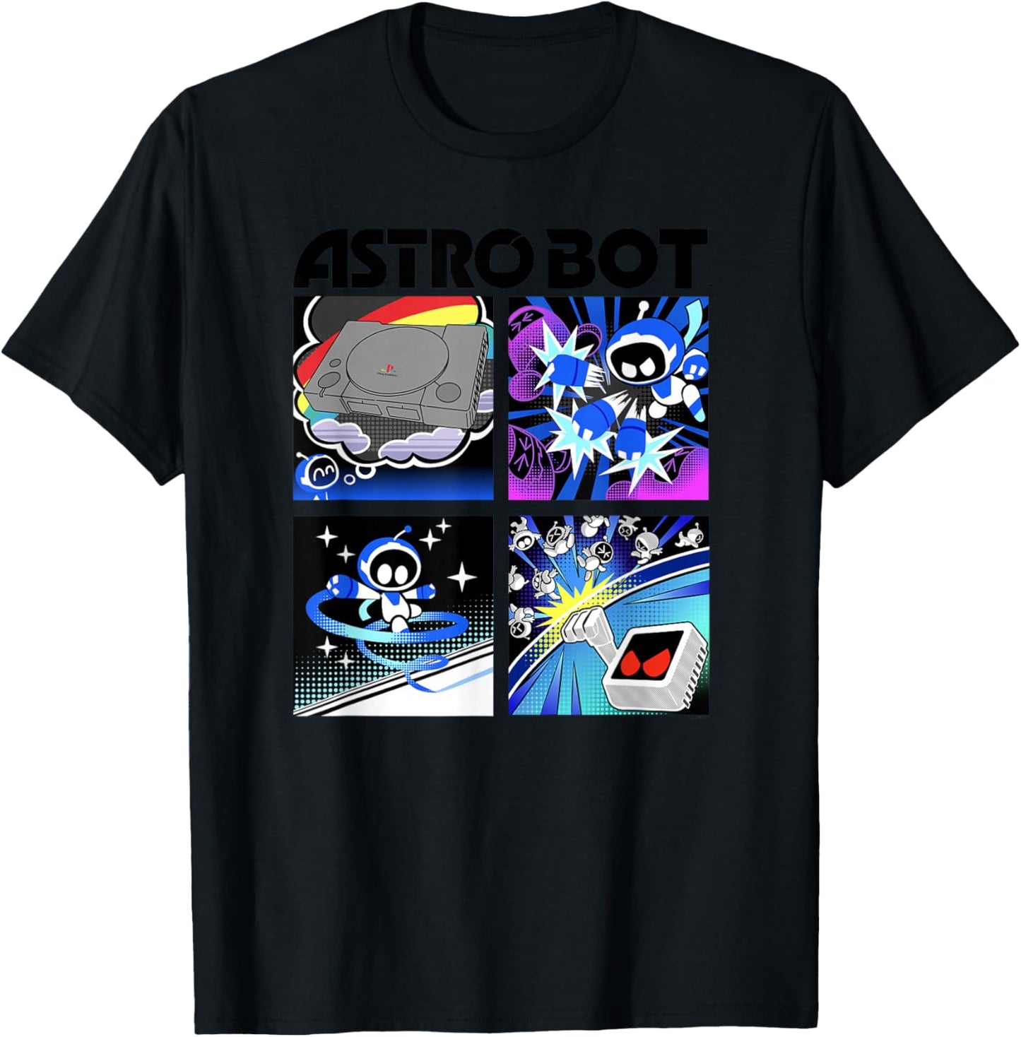 Astro Bot Rescue Mission Space Warrior Video Game T-Shirt - T-Shirt | Black