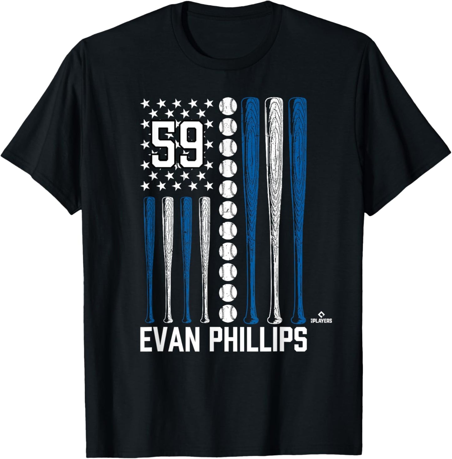 Baseball American Flag Evan Phillips Los Angeles Baseball T-Shirt - T-Shirt | Black