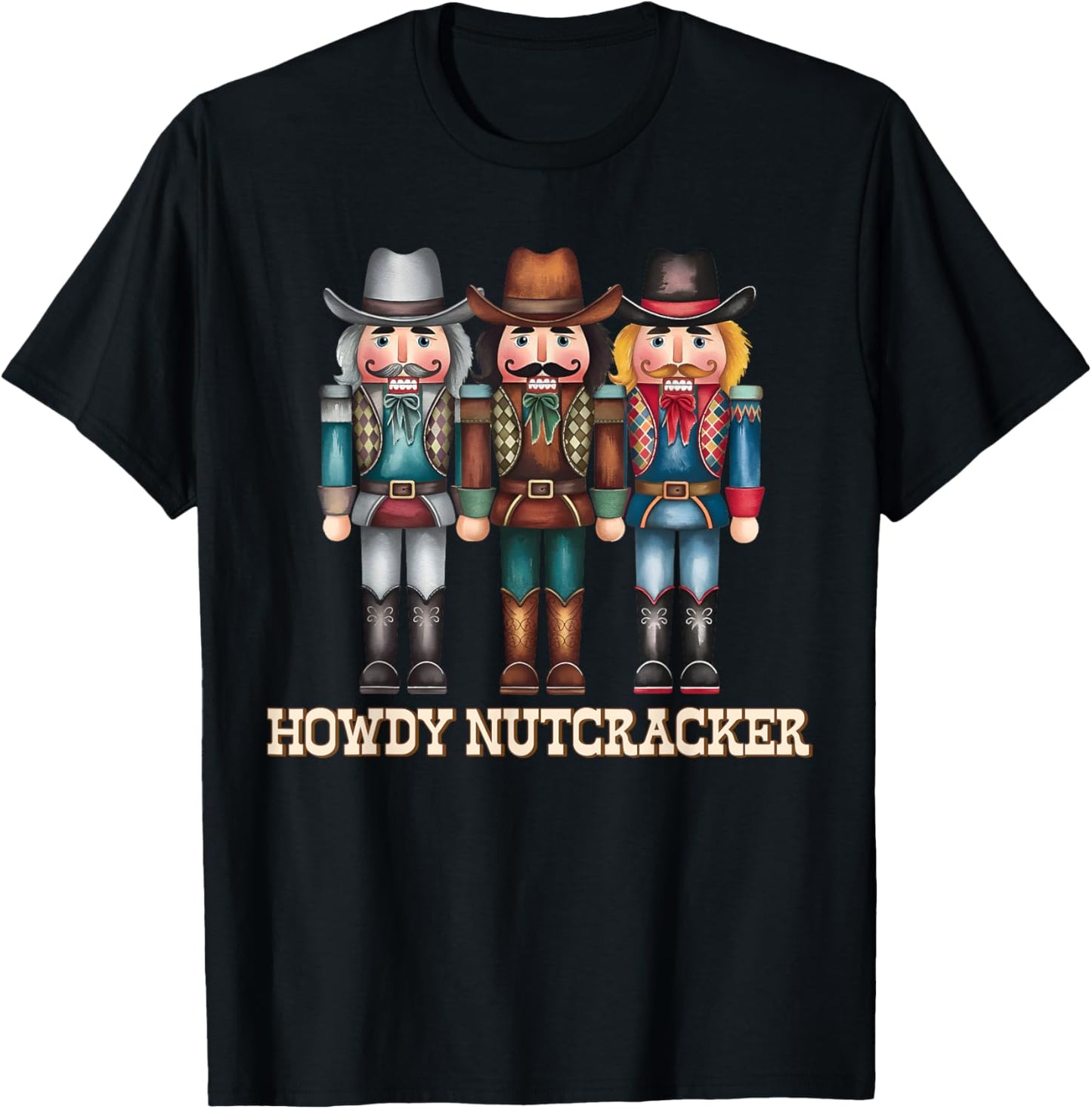 Howdy Nutcracker Cowboy Western Country Christmas Men Women T-Shirt - T-Shirt | Black