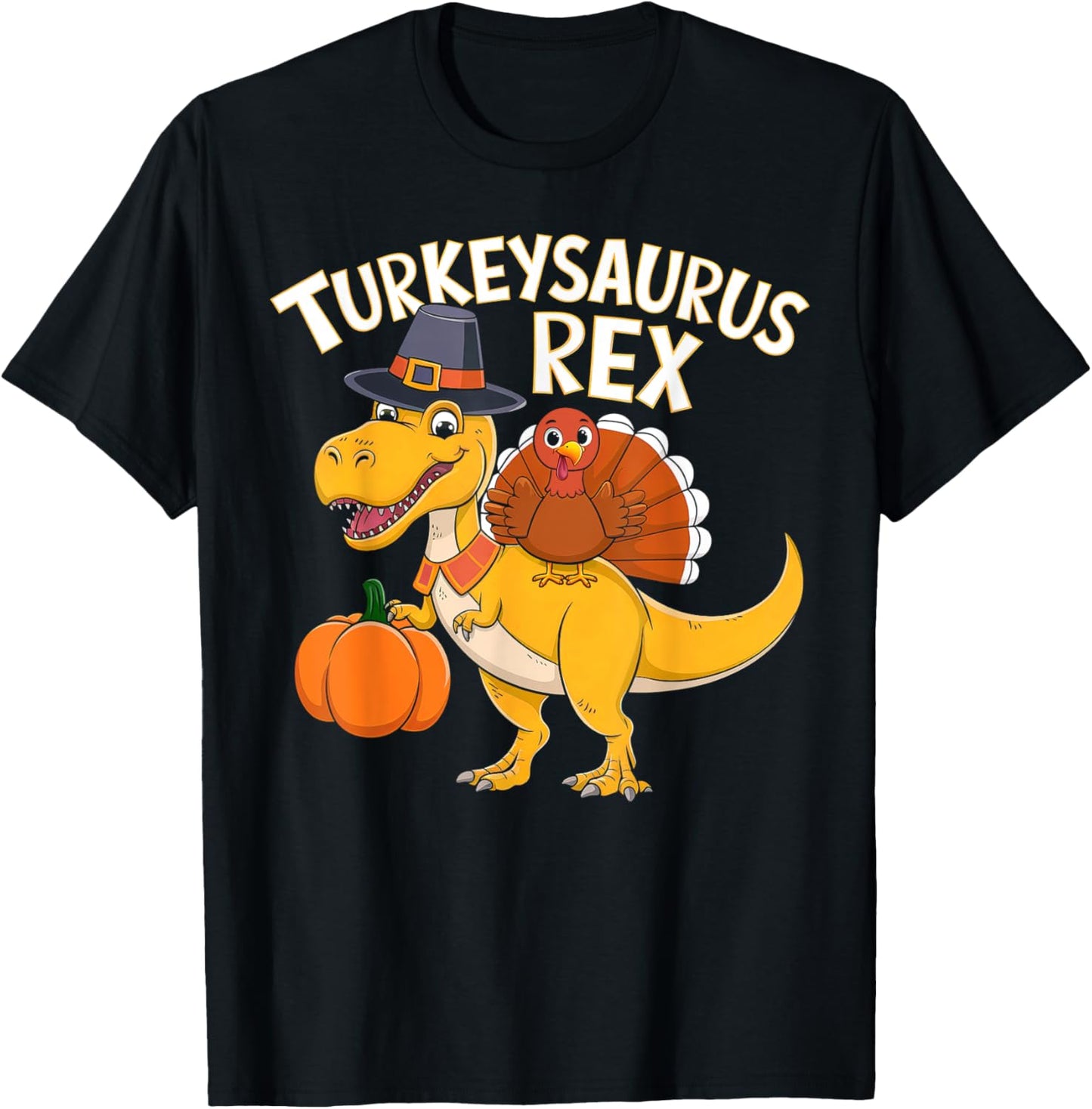 Kids Thanksgiving Shirts For Boys Toddler Turkeysaurus Rex T-Shirt - T-Shirt | Black