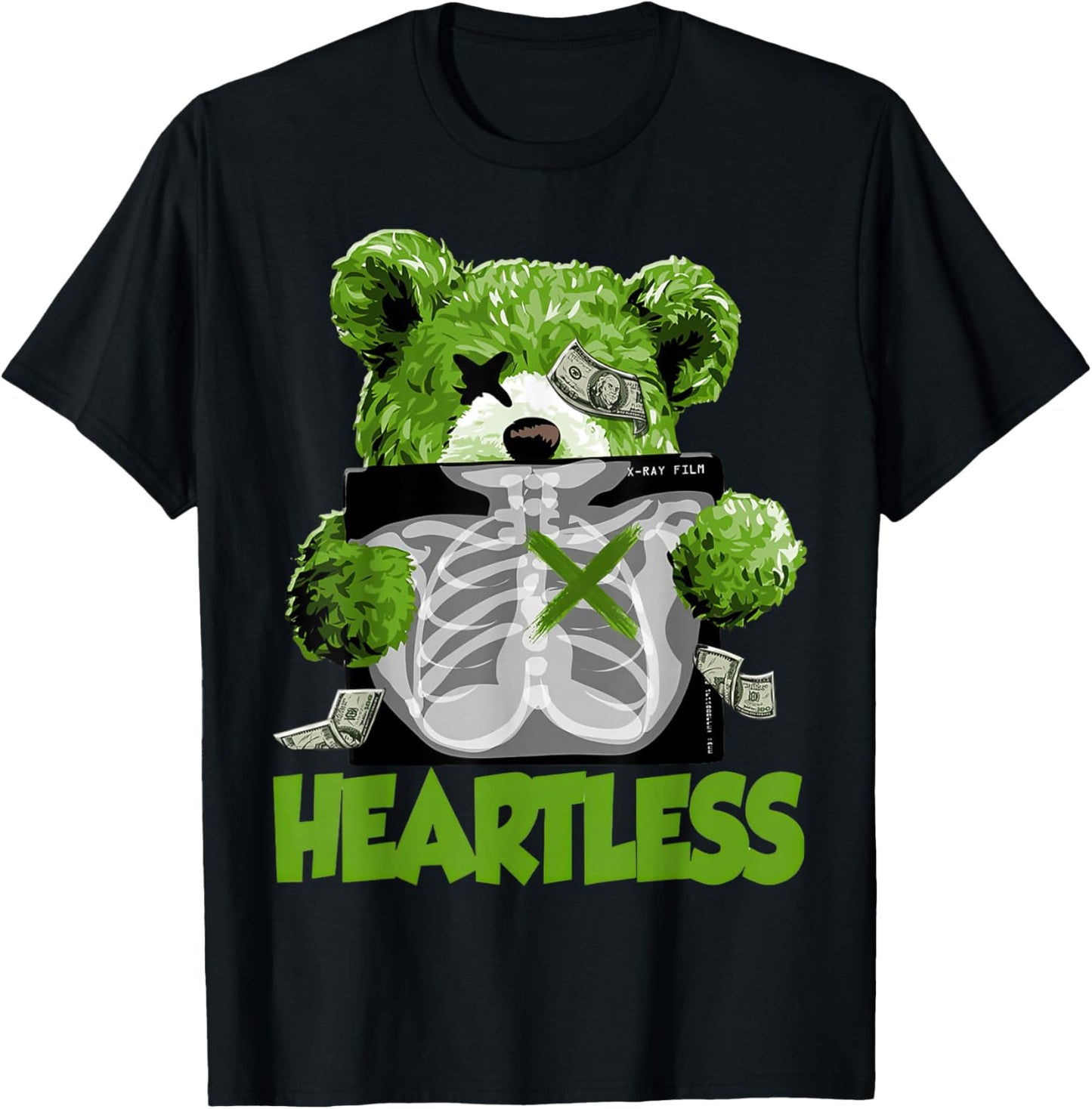Chlorophyll Green White Color Match T-Shirt - T-Shirt | Black