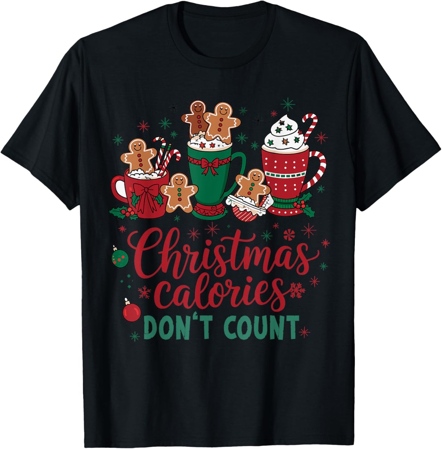 Christmas Calories Don't Count Funny Food Lovers Retro T-Shirt - T-Shirt | Black