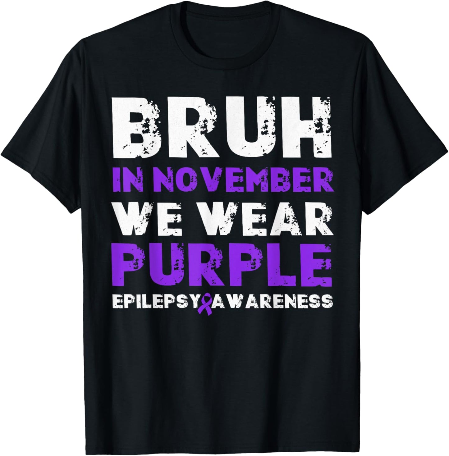 Bruh In November We Wear Purple Epilepsy Awareness Boys Kids T-Shirt - T-Shirt | Black