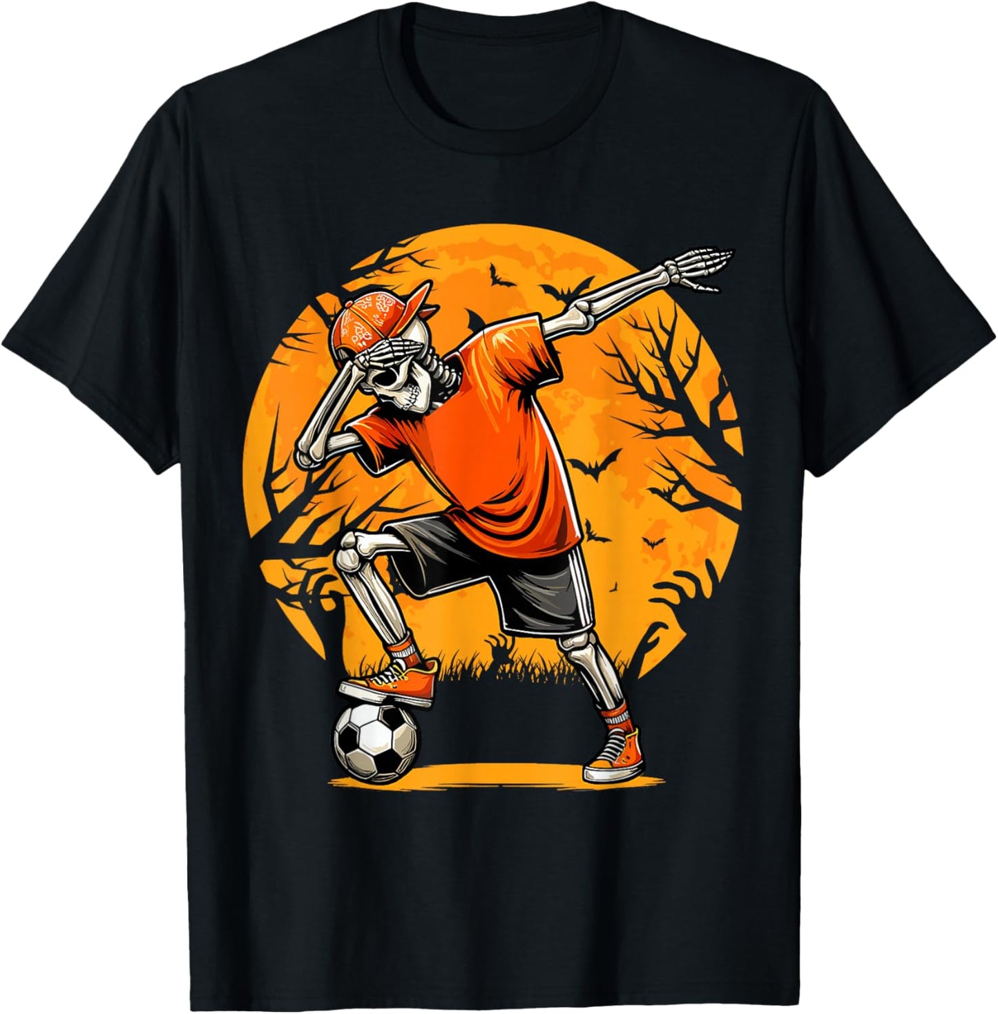 Dabbing Soccer Skeleton Funny Football Boys Soccer Halloween T-Shirt - T-Shirt | Black