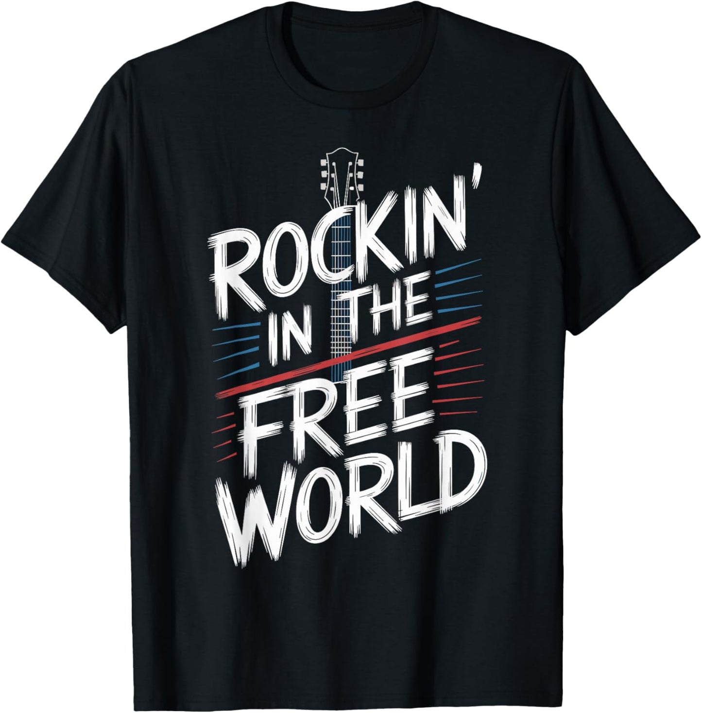 Rockin in the Free World Music Lover Design Concept T-Shirt - T-Shirt | Black