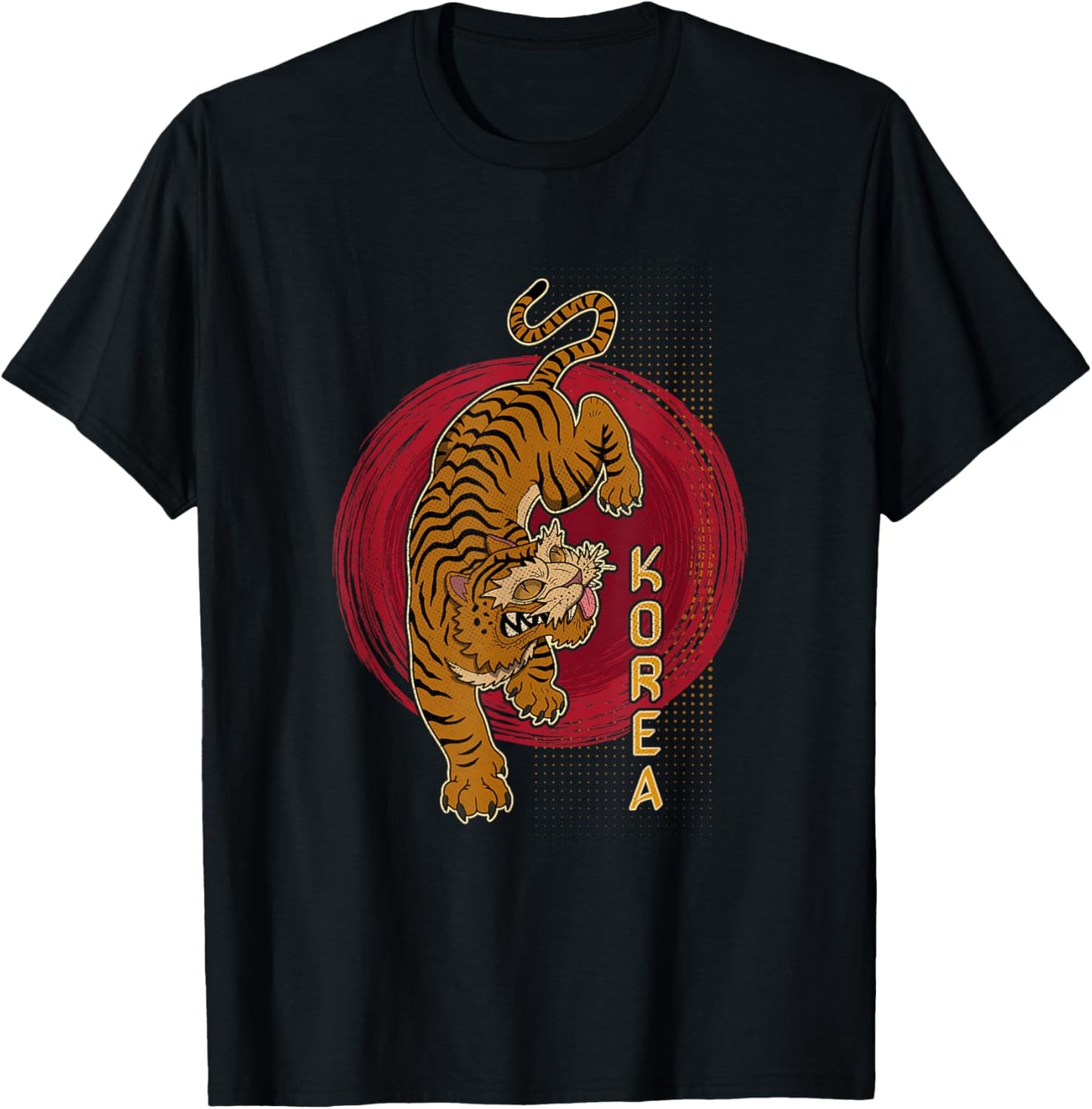 Korea tiger national souvenir ancestry Seoul Asian tourist T-Shirt - T-Shirt | Black