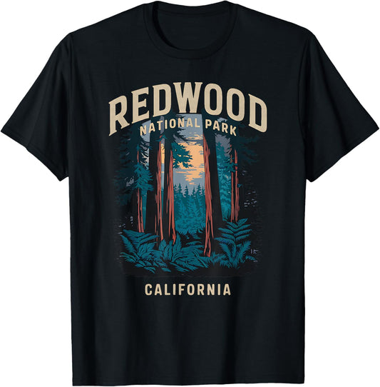 Vintage Redwood National Park California Adventure T-Shirt - T-Shirt | Black