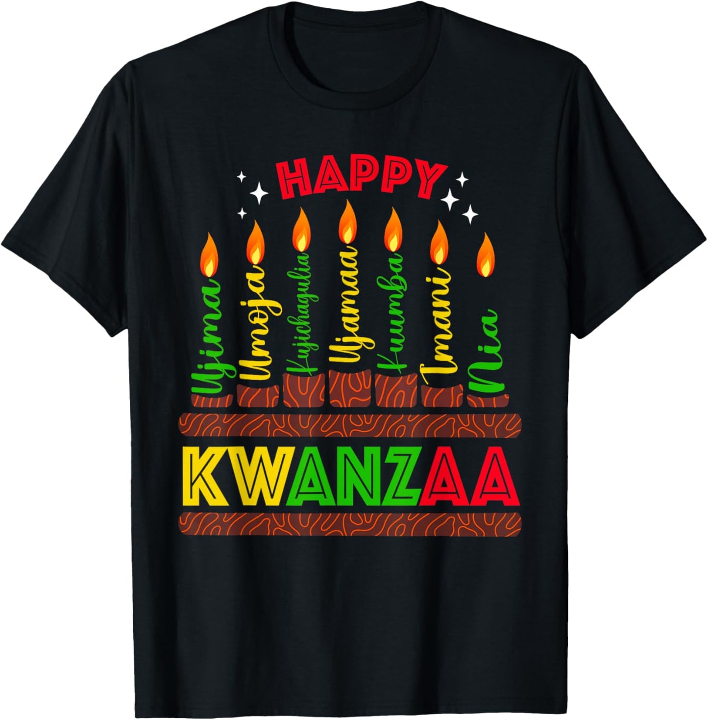 Happy Kwanzaa Seven Principles Of Kwanzaa Men Women Kids T-Shirt - T-Shirt | Black