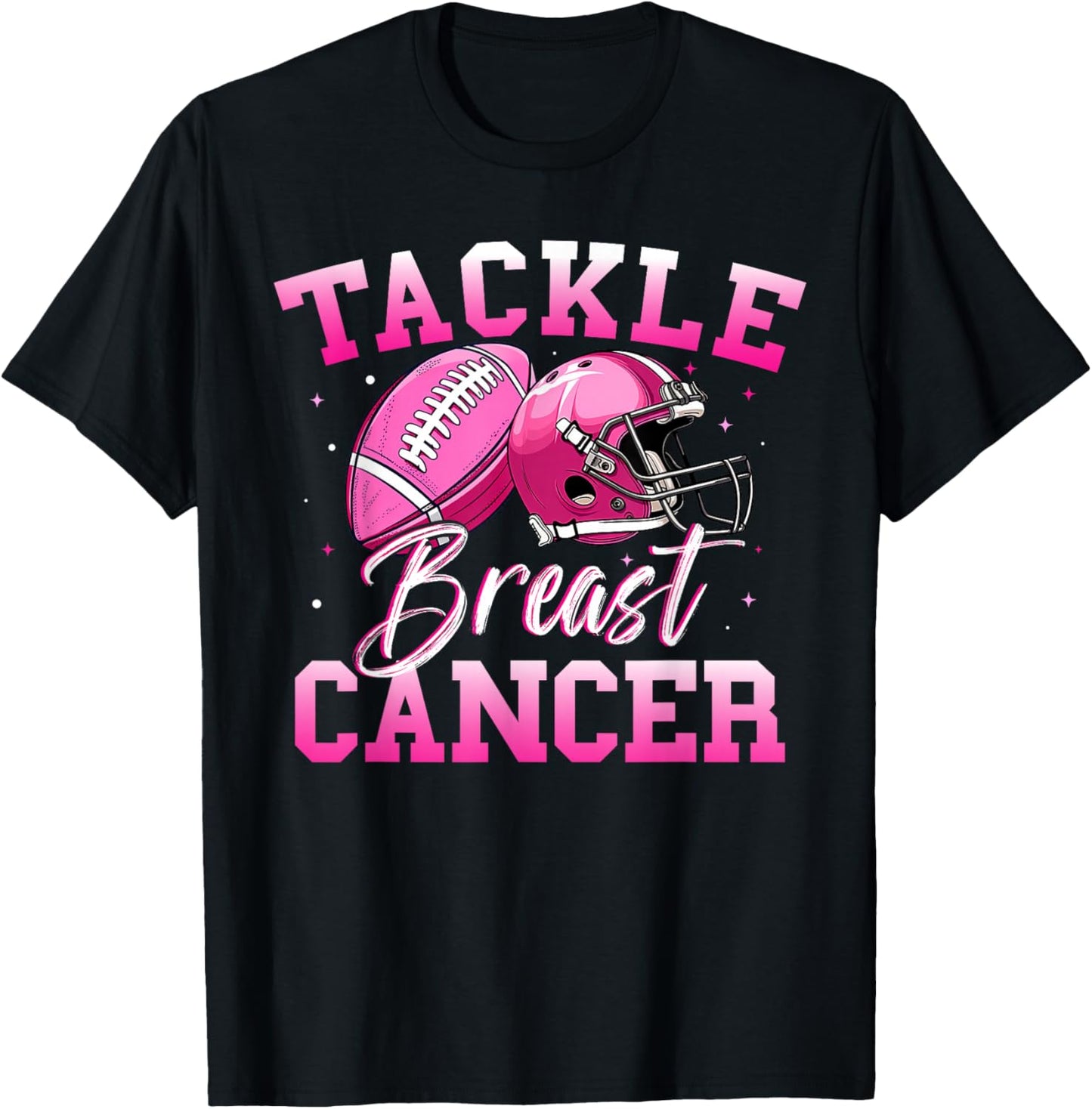 Tackle Breast Cancer Awareness Sport Football Pink Cheer Boy T-Shirt - T-Shirt | Black