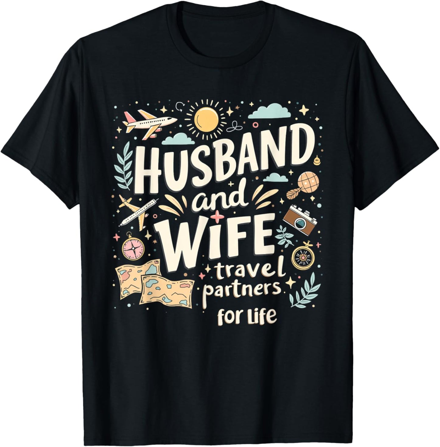 Husband And Wife Travel Partners For Life Matching Couple T-Shirt - T-Shirt | Black