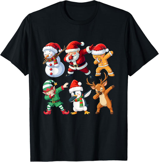 Dabbing Xmas Characters - Xmas Christmas Squad T-Shirt - T-Shirt | Black