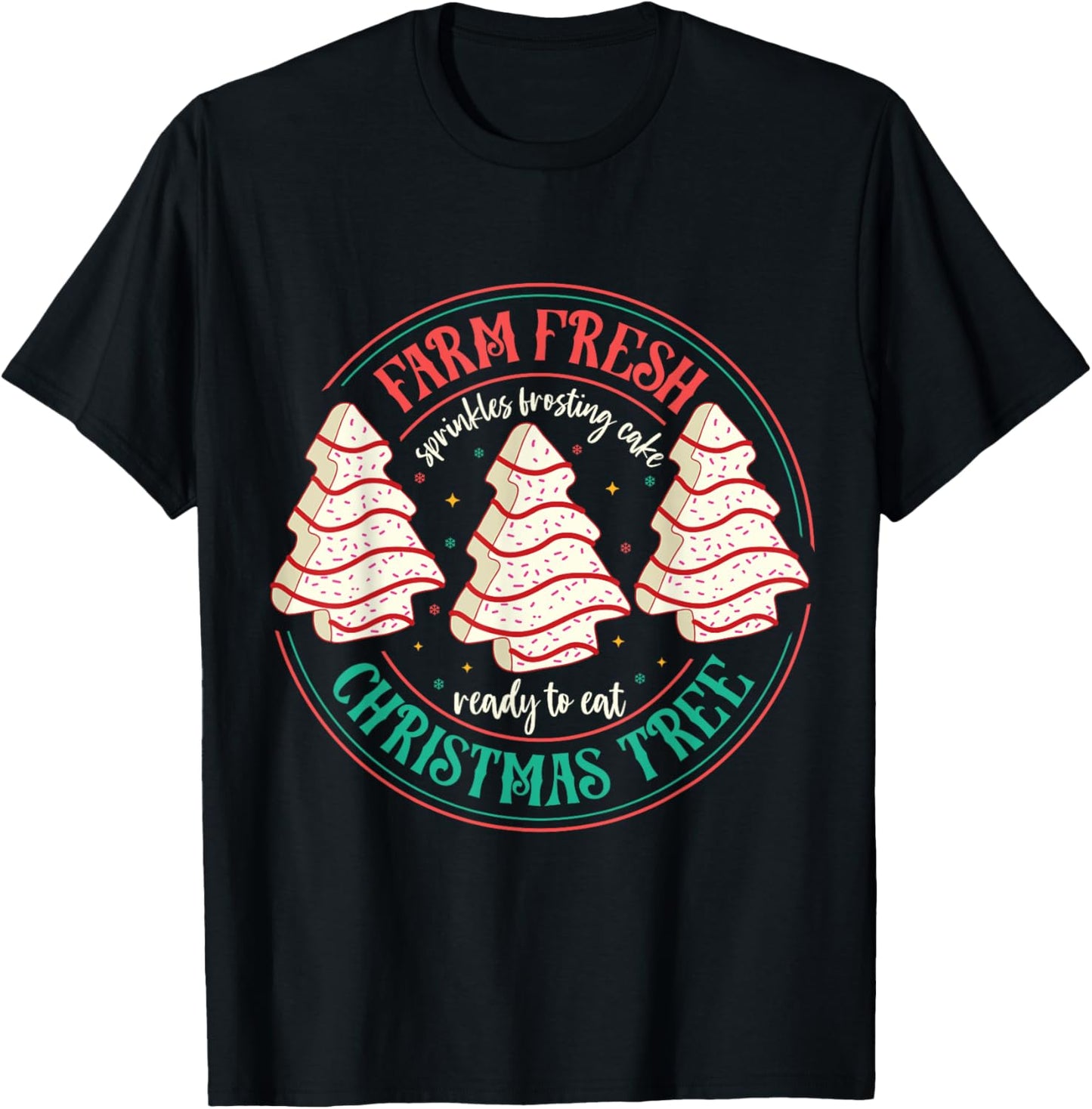 Farm Fresh Christmas Tree Cakes -Kids Black Christmas Tree Holiday T-Shirt - T-Shirt | Black