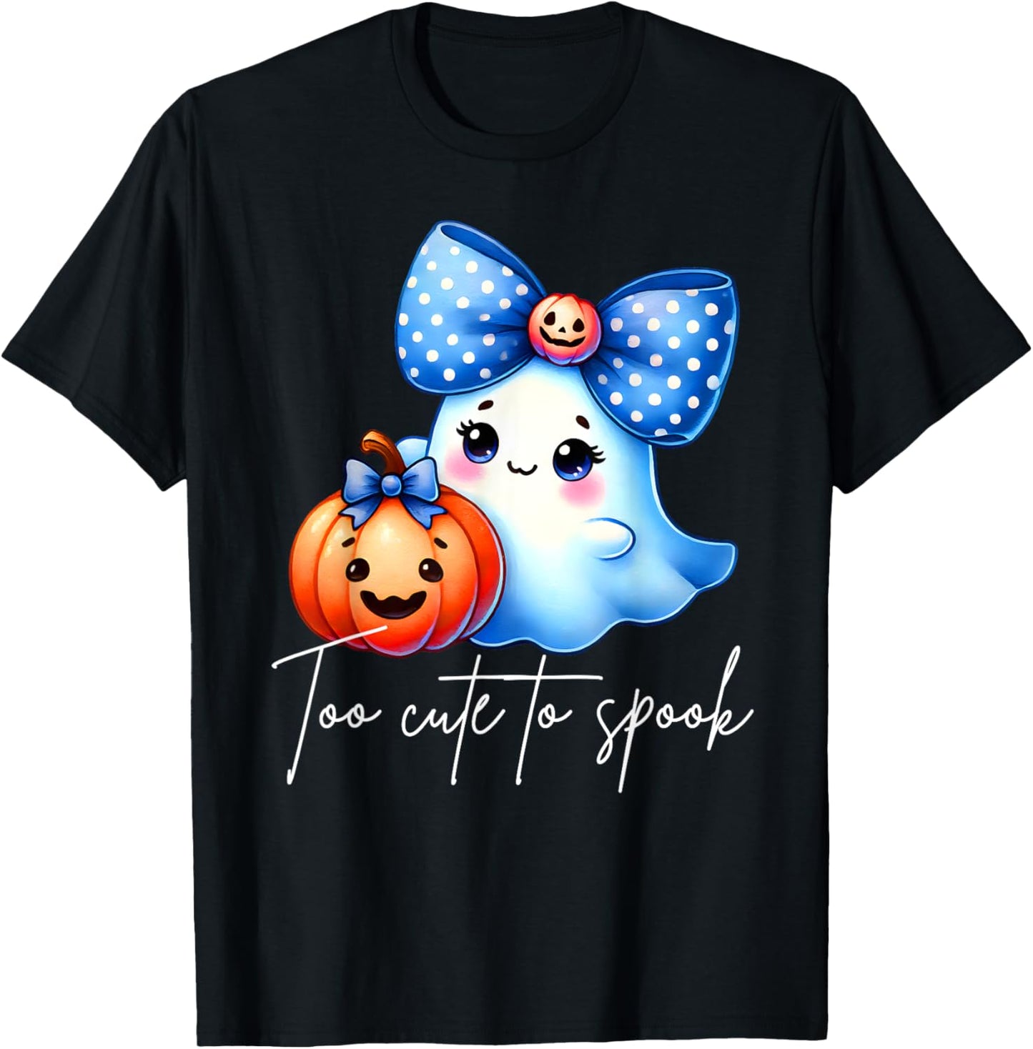 Too Cute To Spook Halloween Ghost Graphic T-Shirt - T-Shirt | Black