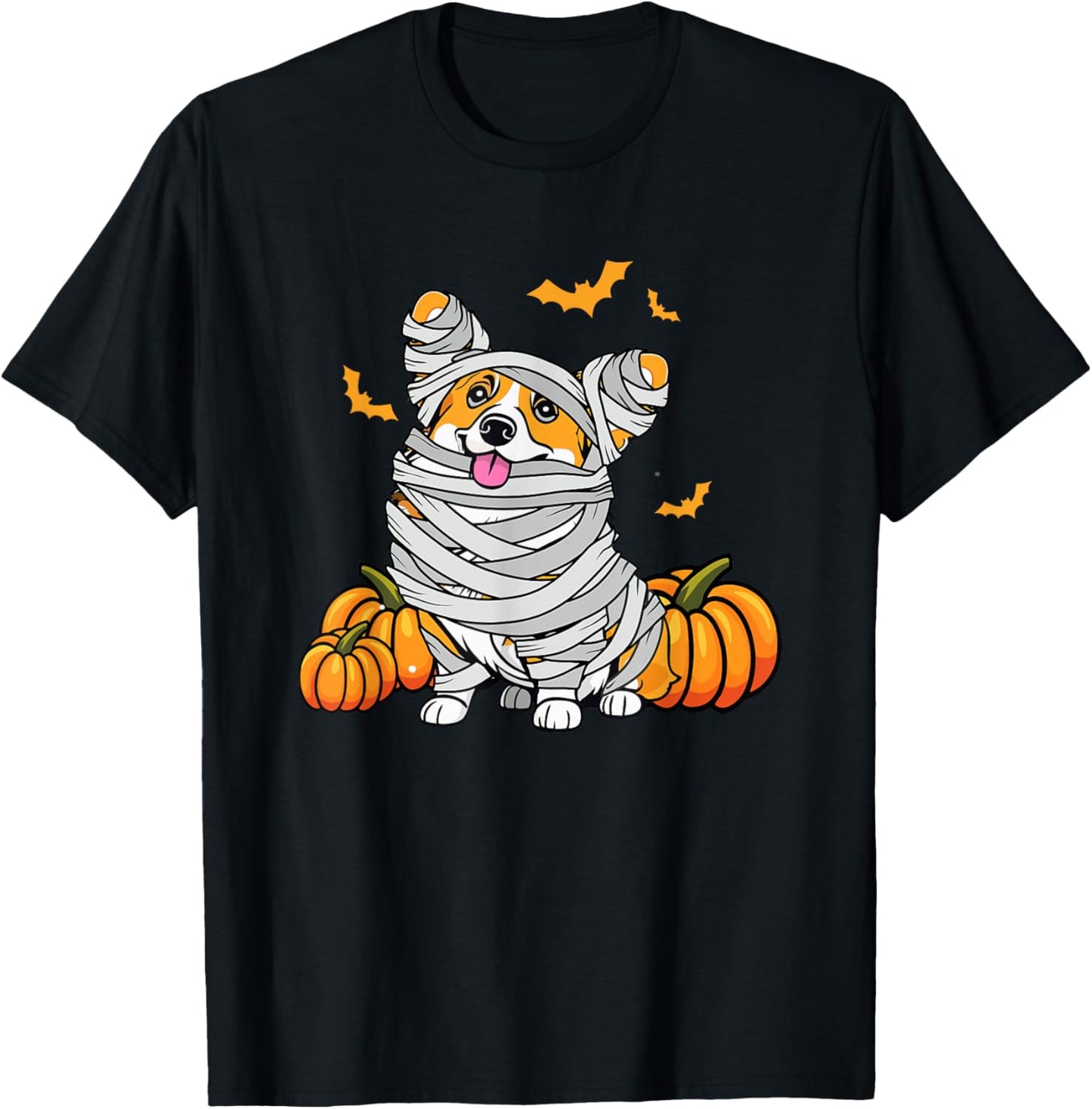Cute Halloween Welsh Corgi Mummy Costume Dog Lover Pumpkin Women Kids T-Shirt - T-Shirt | Black