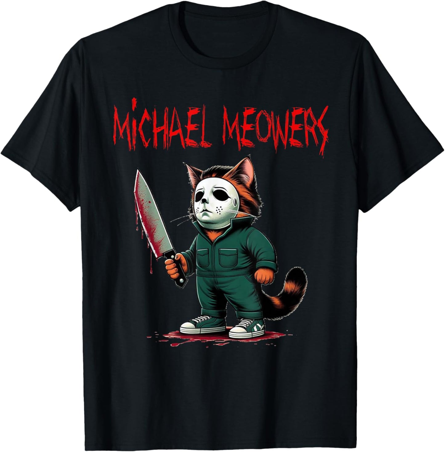 Michael Meowers Halloween Costume Funny Scary Cat T-Shirt - T-Shirt | Black