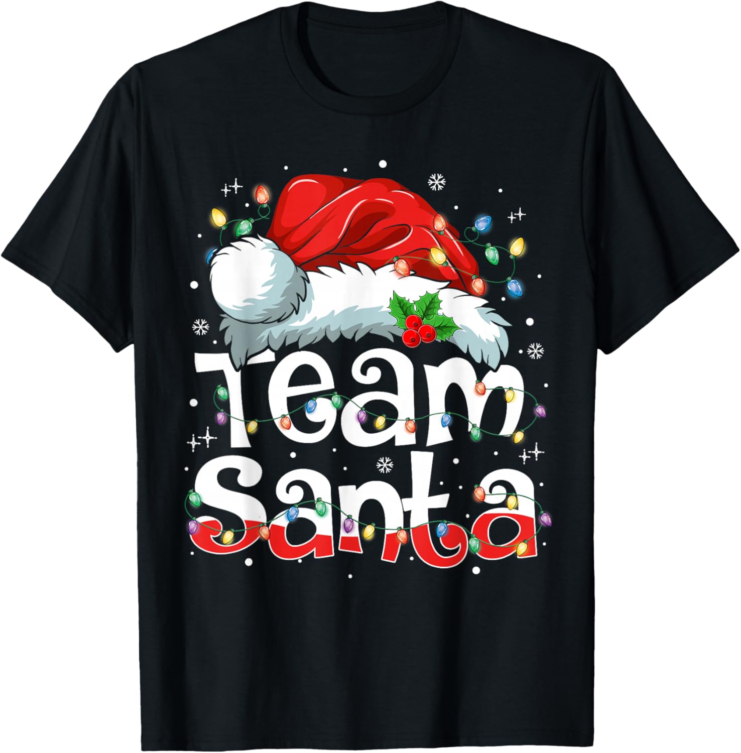 Team Santa Claus Christmas Family Matching Pajama Funny Xmas T-Shirt - T-Shirt | Black