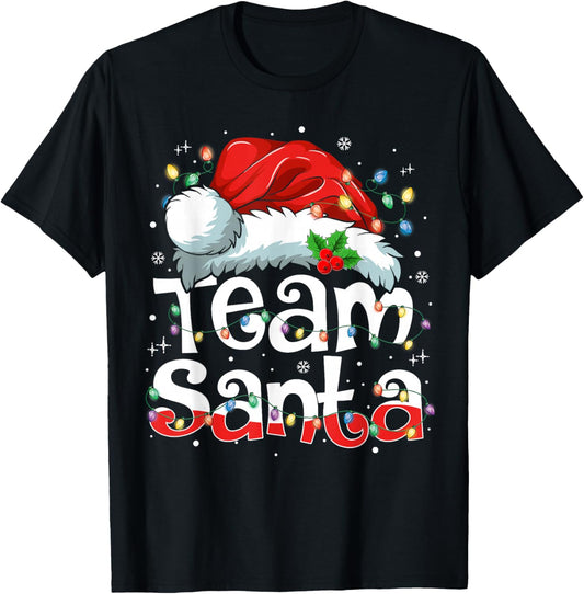 Team Santa Claus Christmas Family Matching Pajama Funny Xmas T-Shirt - T-Shirt | Black