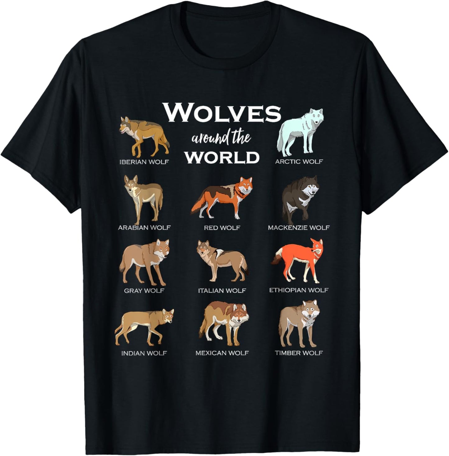 Wolves of the World T-Shirt - T-Shirt | Black