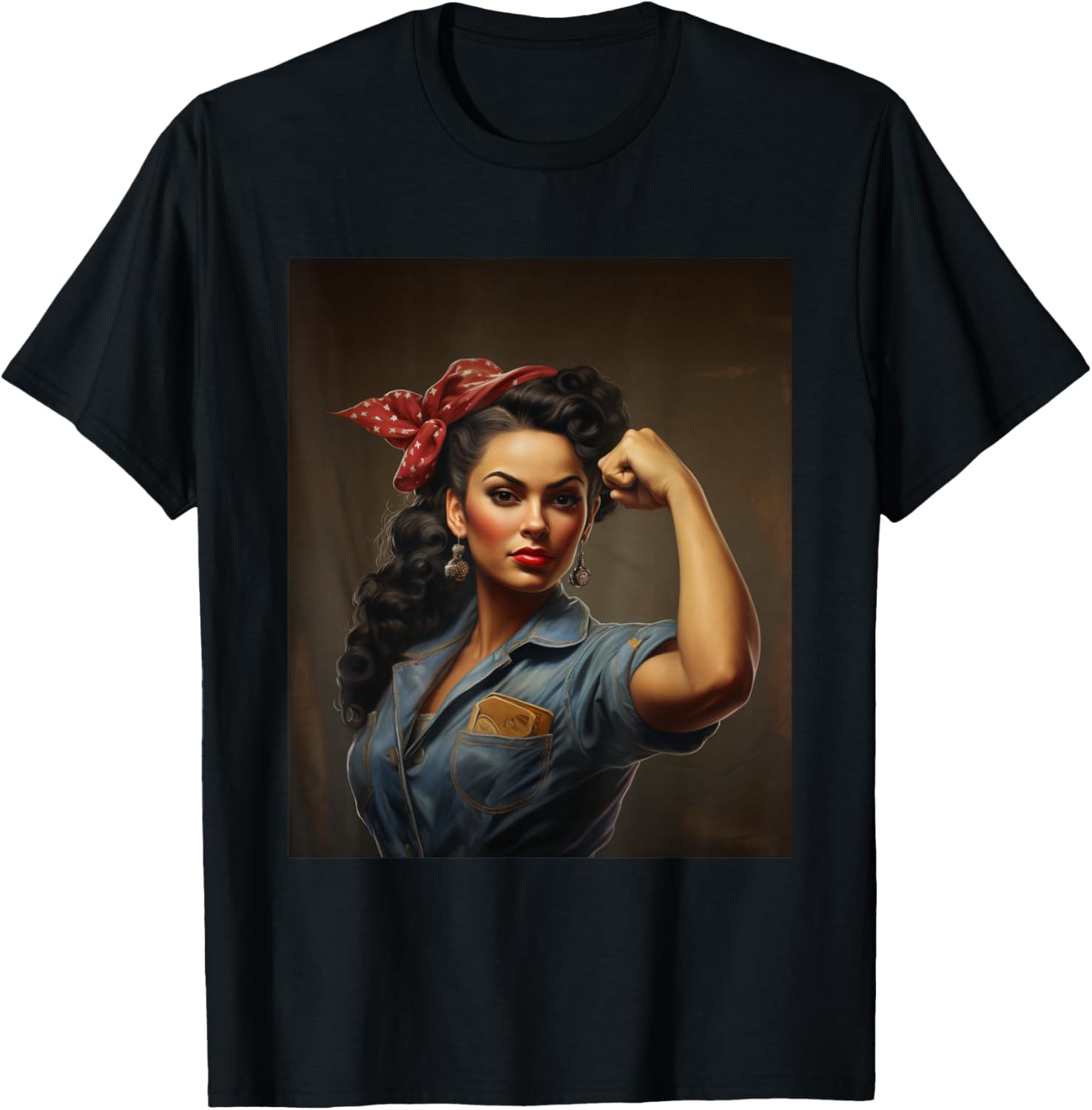 Hispanic Heritage Month Latina Rosie The Riveter T-Shirt - T-Shirt | Black