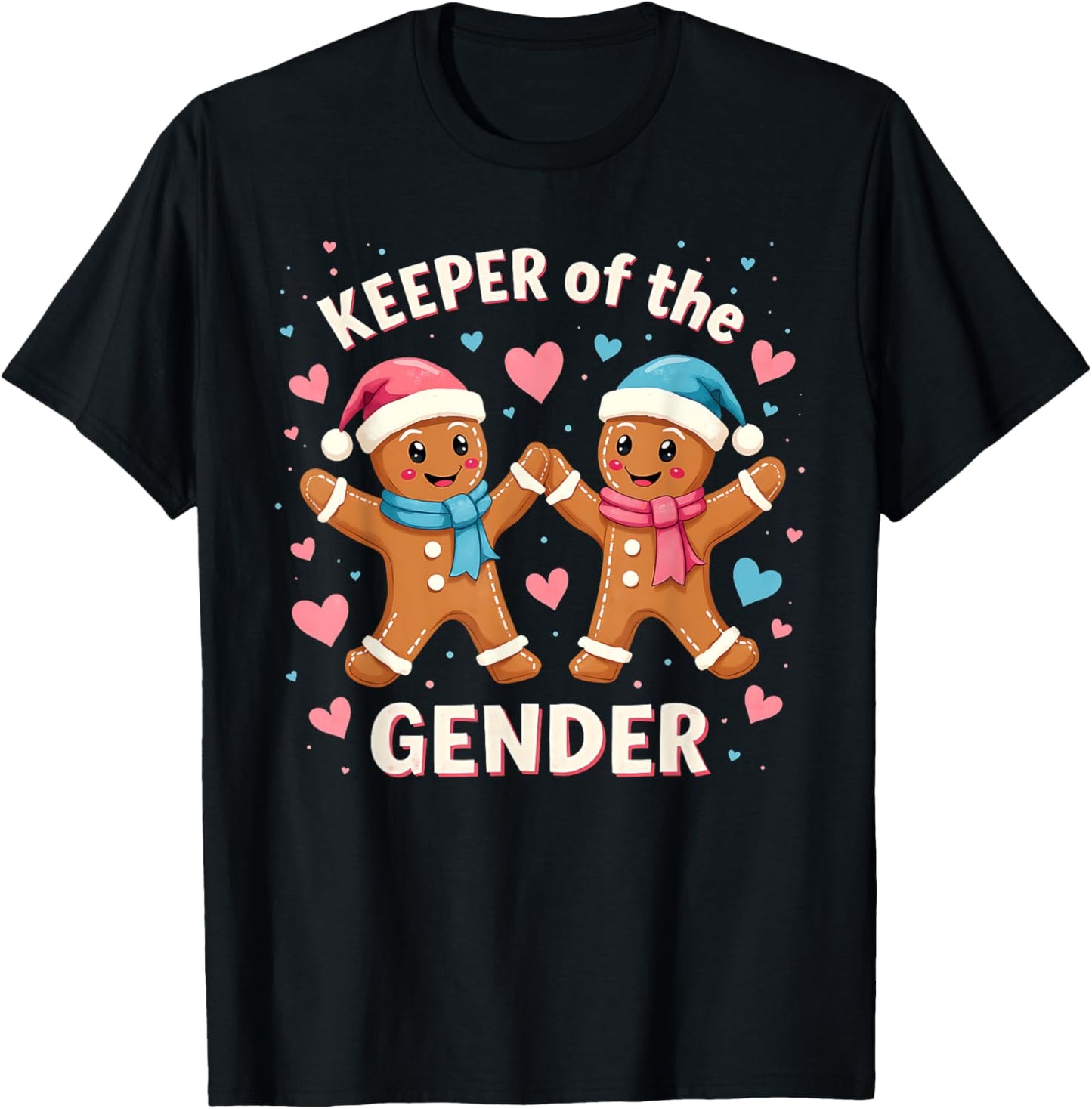 Keeper Of The Gender Reveal Baby Shower Gingerbread Xmas T-Shirt - T-Shirt | Black