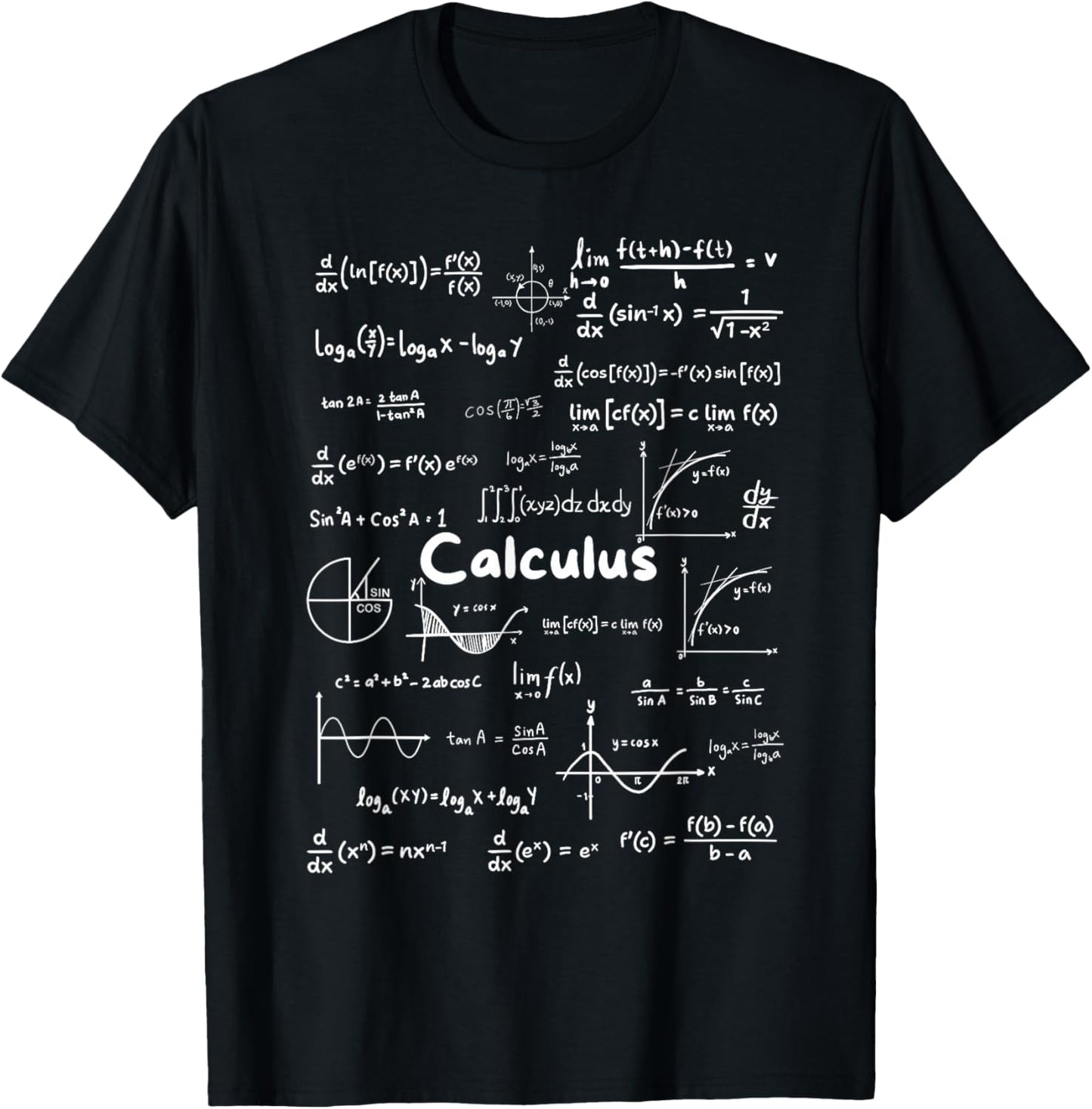 Mastering Essential Calculus Formulas Math Genius Teacher T-Shirt - T-Shirt | Black