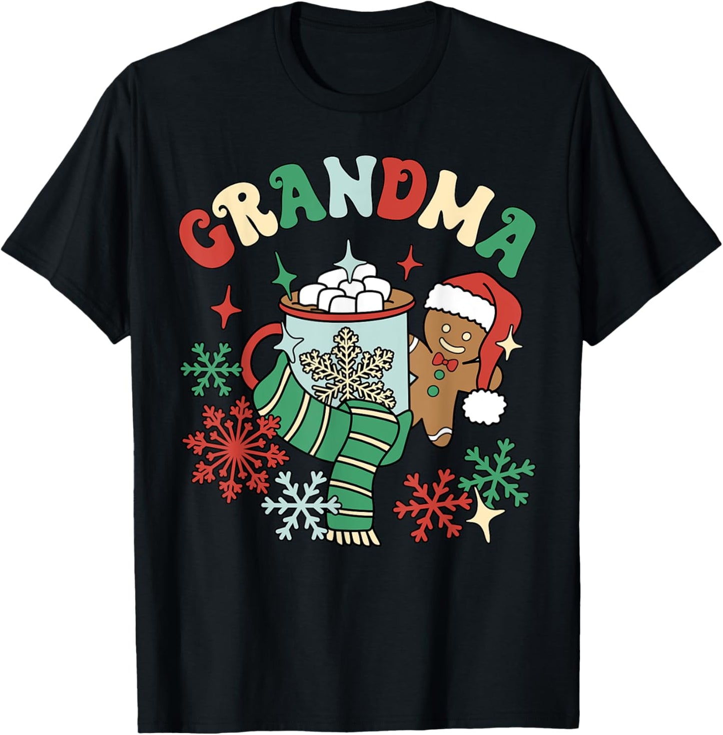 Grandma Hot Cocoa Gingerbread Matching Family Christmas T-Shirt - T-Shirt | Black