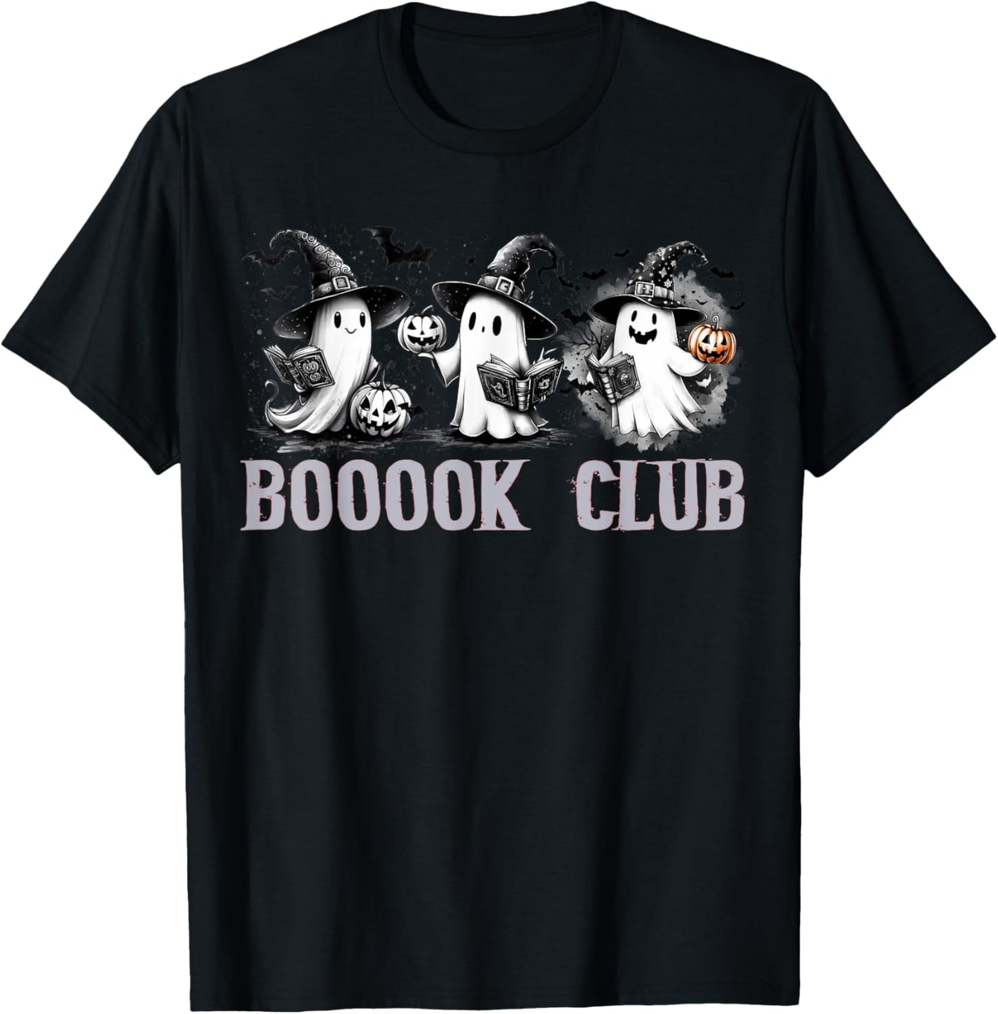 Boo Ghost Books Book Club Halloween Women School Teacher T-Shirt - T-Shirt | Black