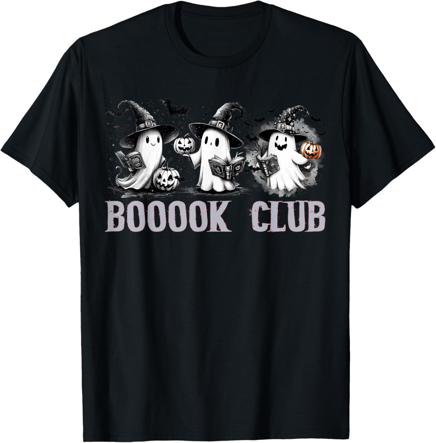 Boo Ghost Books Book Club Halloween Women School Teacher T-Shirt - T-Shirt | Black