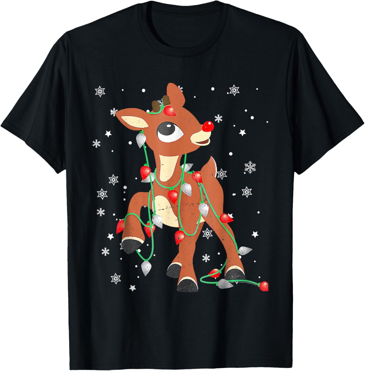 Rudolph The Red Nose Reindeer For Kids And Christmas Fan T-Shirt - T-Shirt | Black