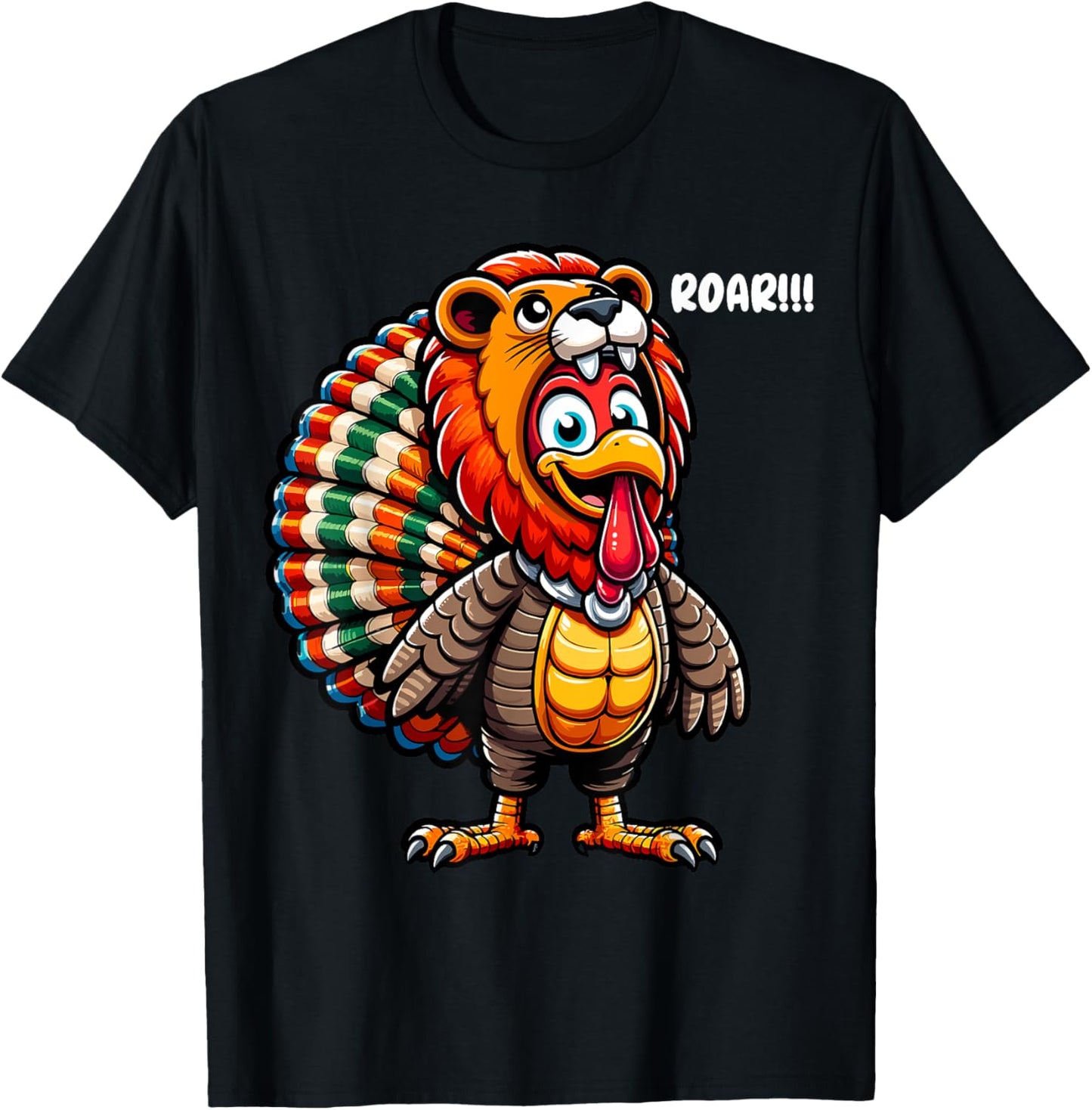 Thanksgiving Turkey Lion Roar Costume Lion Funny Halloween T-Shirt - T-Shirt | Black