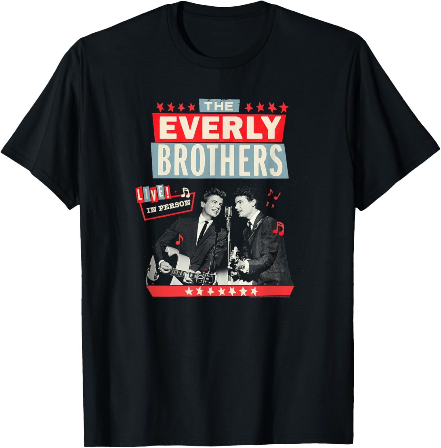 The Everly Brothers Live In Person Vintage Poster Design T-Shirt - T-Shirt | Black