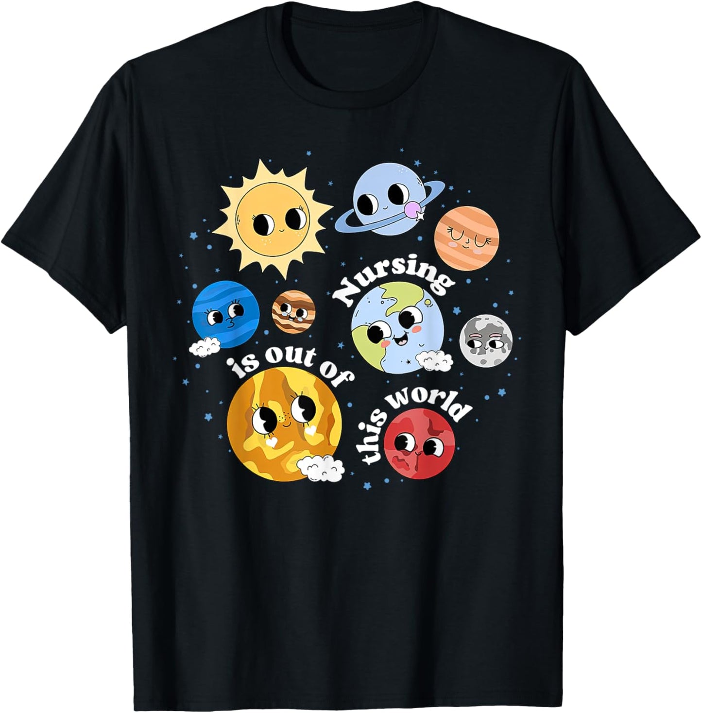 Nursing Is Out Of This World Outer Space Nurse PEDS RN Nurse T-Shirt - T-Shirt | Black