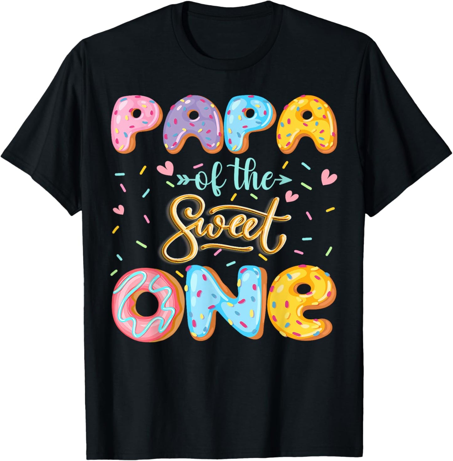 Papa Of The Sweet One 1St Birthday Girl Donut Lover T-Shirt - T-Shirt | Black