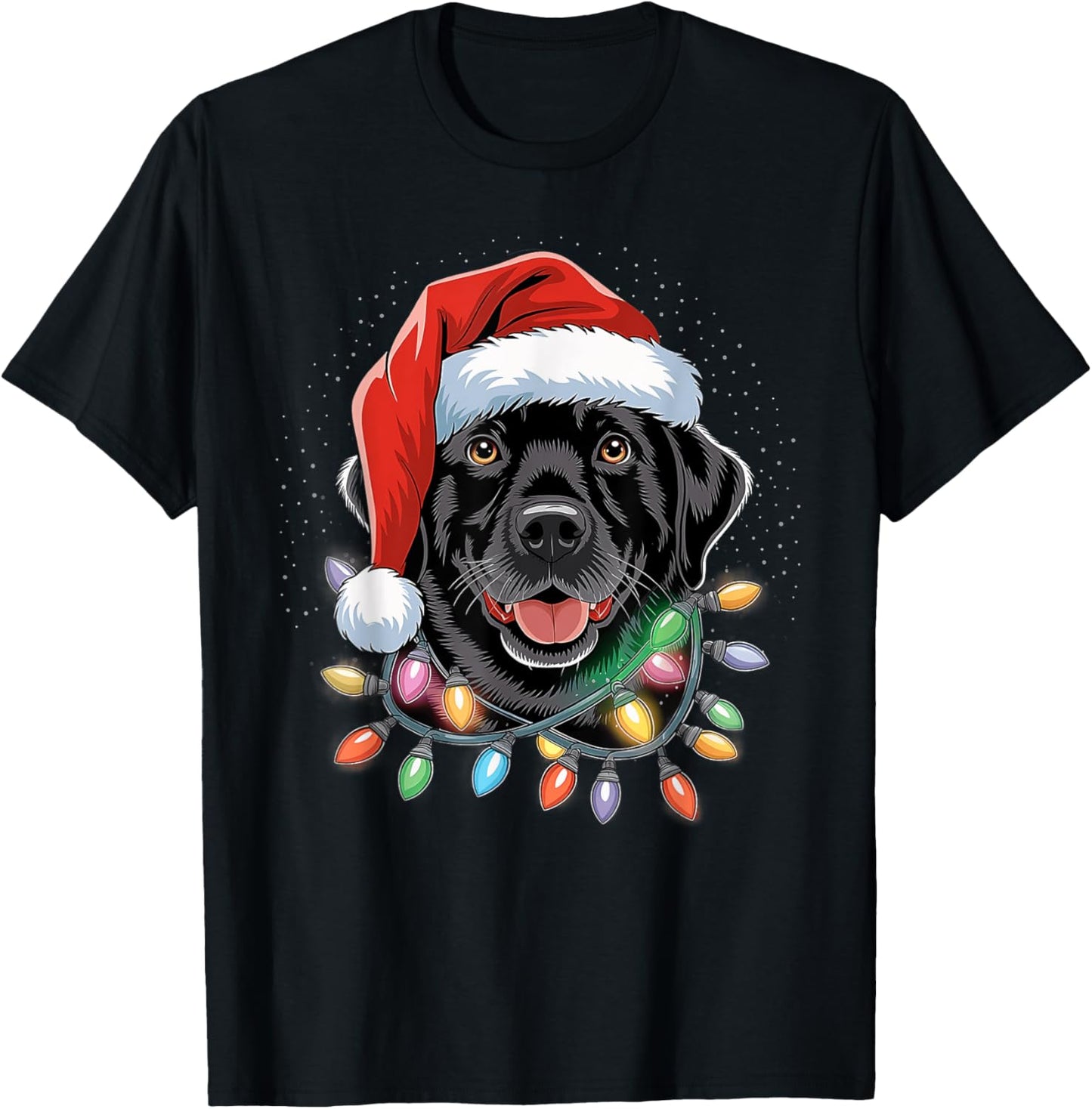 Black Lab Labrador Christmas Tree Light Pajama Dog Xmas Women Kids T-Shirt - T-Shirt | Black
