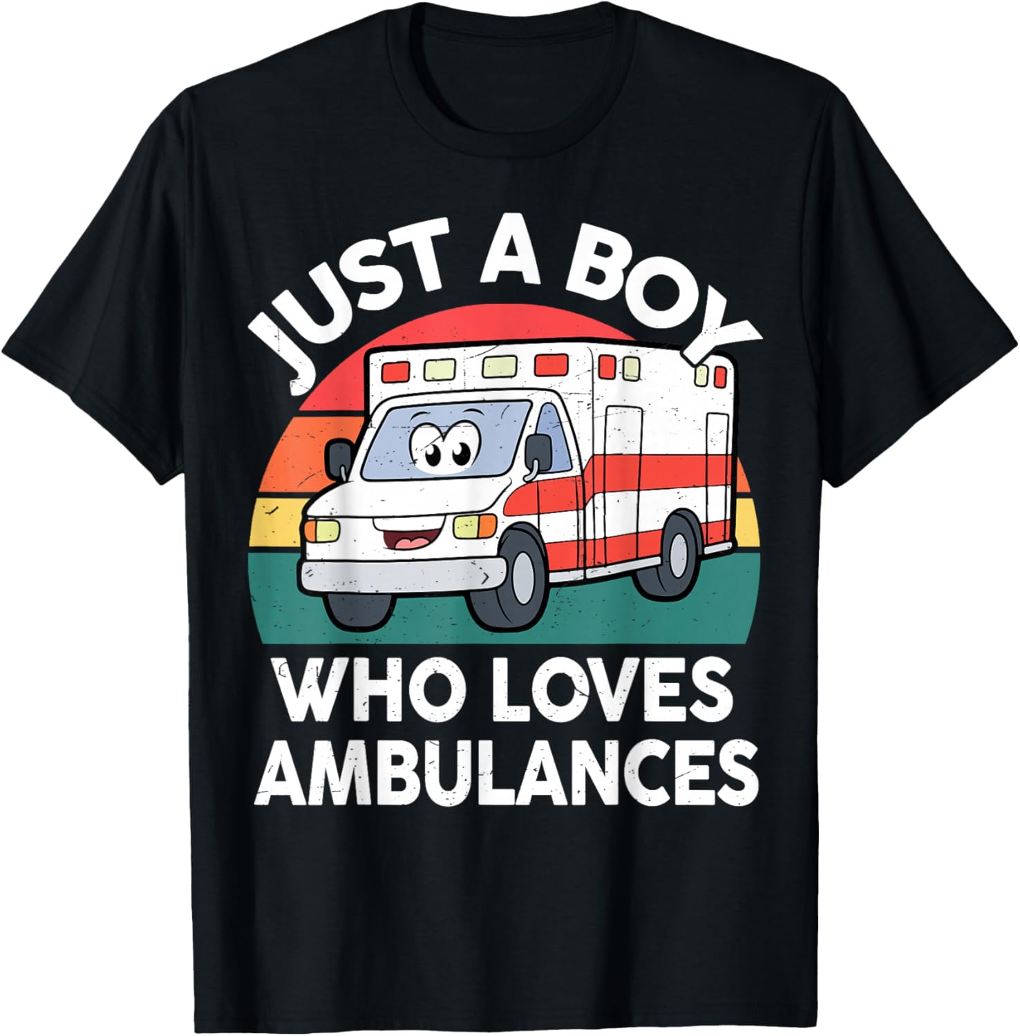 Toddler Just A Boy Who Loves Ambulances First Responder Kids T-Shirt - T-Shirt | Black