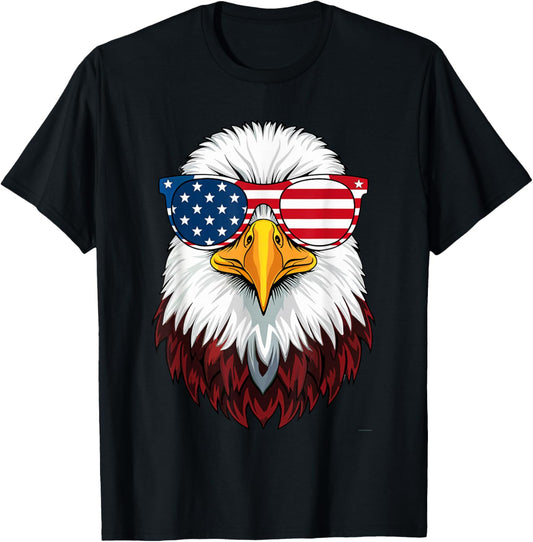 American Flag Patriotic Eagle Shirt Men Boys 4th of July T-Shirt - T-Shirt | Black
