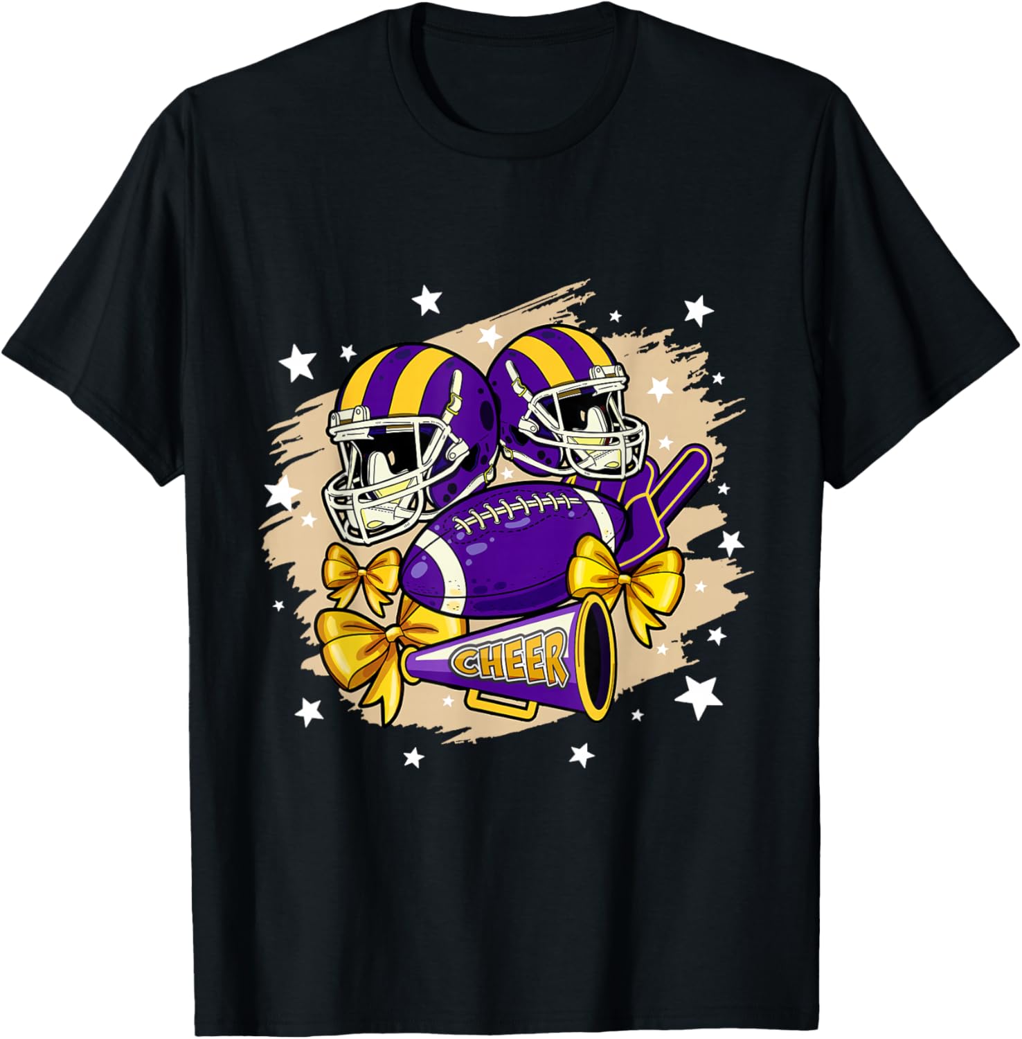 Football Cheer Mom Sister Coquette Bow Game Day Purple Women T-Shirt - T-Shirt | Black
