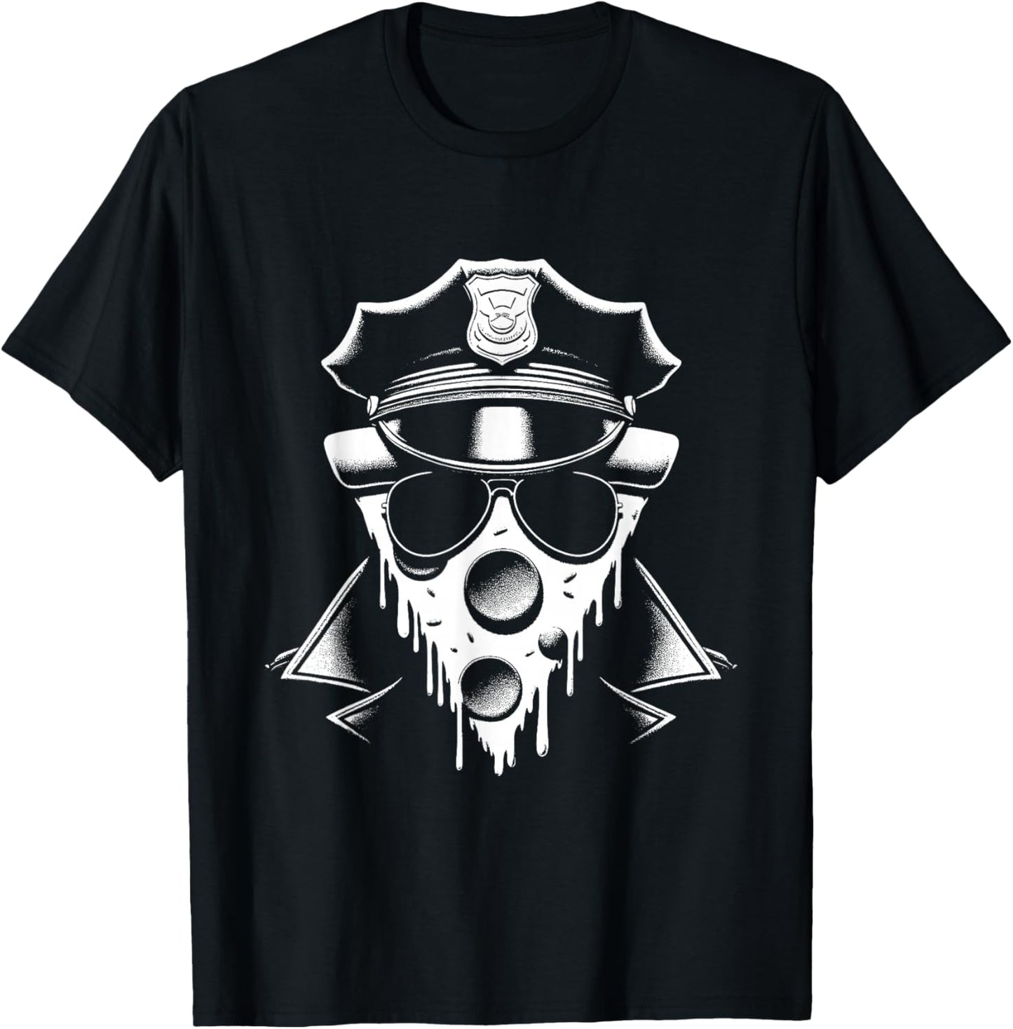 Officer Pizza Slice - Funny Police Face Pizza Lover T-Shirt - T-Shirt | Black